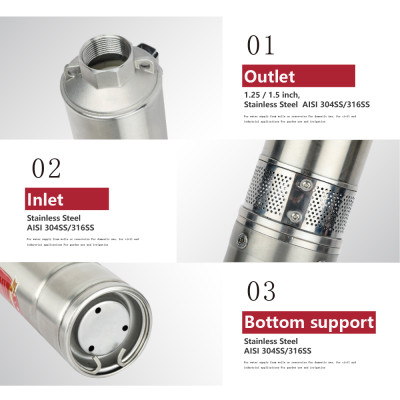 Z3PC-3 inch AC/DC Hybrid Centrifugal Submersible Borehole Solar Pump Plastic Impeller Pump