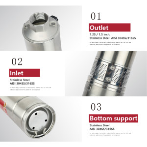 Z3PC-3 inch AC/DC Hybrid Centrifugal Submersible Borehole Solar Pump Plastic Impeller Pump