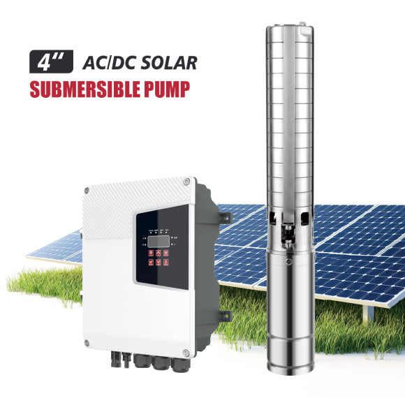 Z4SC-4 inch Solar-Powered Centrifugal Submersible Borehole Pump Stainless Steel Impeller Pump with MPPT Controller