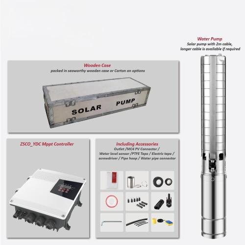Z4SC-4 inch Solar-Powered Centrifugal Submersible Borehole Pump Stainless Steel Impeller Pump with MPPT Controller