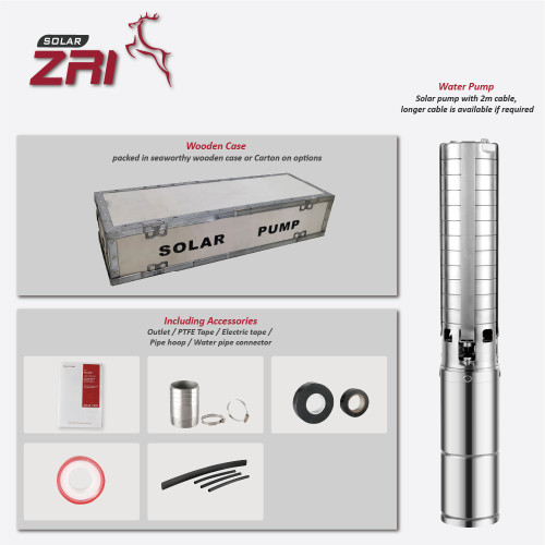 I3SC Built-in MPPT Controller 3 inch Solar-Powered Centrifugal Submersible Borehole Pump Stainless Steel Impeller Pump