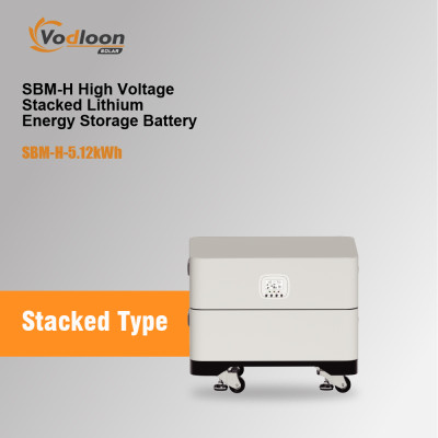 SBM-H 102.4V/50AH High Voltage Stacked Lithium Battery With Hybrid Inverter 5.5KW/10KW