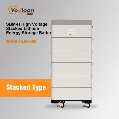 SBM-H 102.4V/250AH High Voltage Stacked Lithium Battery With Hybrid Inverter 5.5KW/10KW