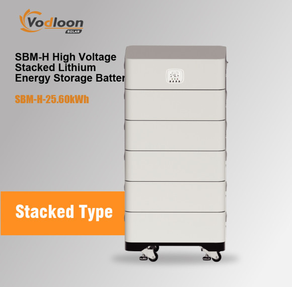 SBM-H 102.4V/250AH High Voltage Stacked Lithium Battery With Hybrid Inverter 5.5KW/10KW