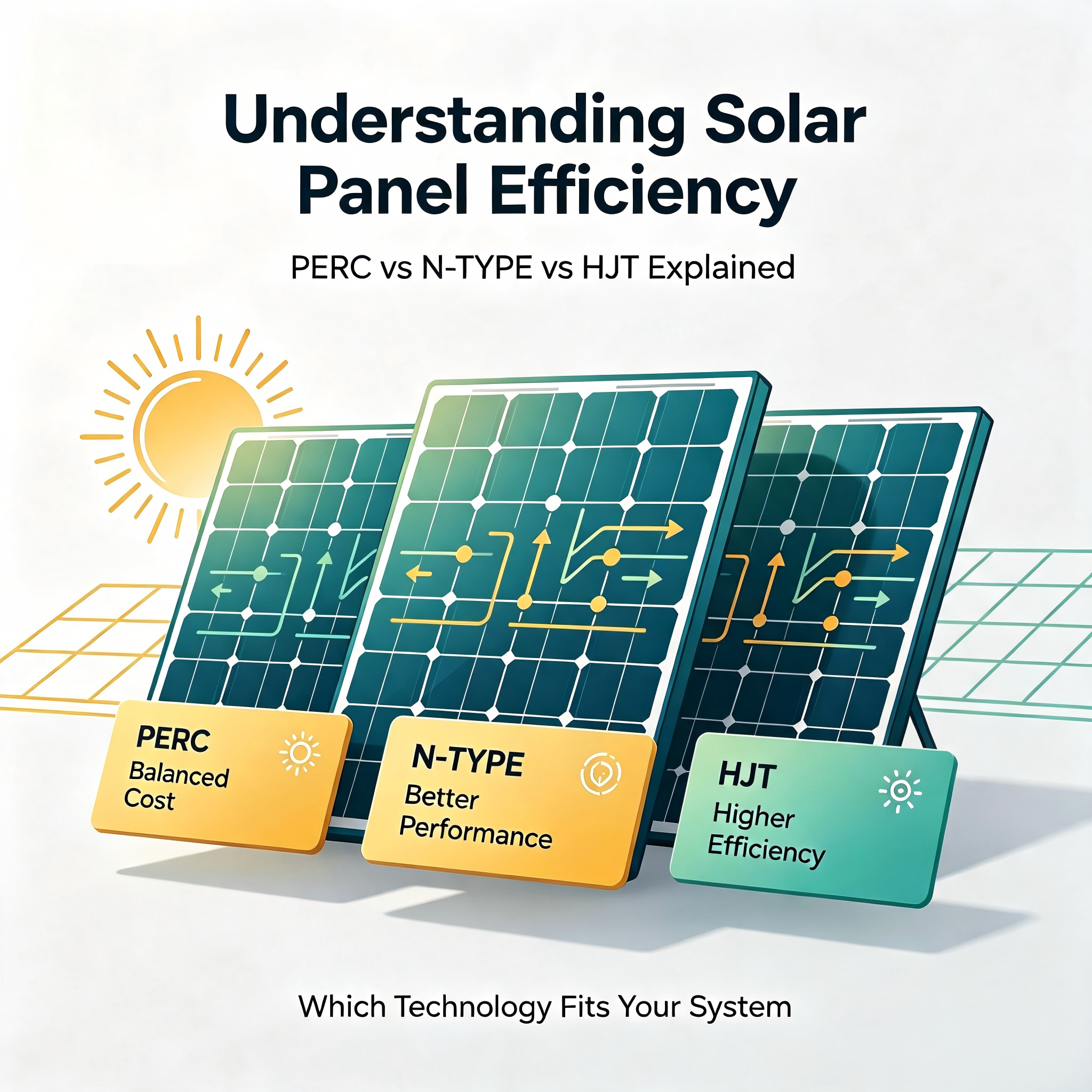 Understanding Solar Panel Efficiency: PERC vs N-TYPE vs HJT Explained