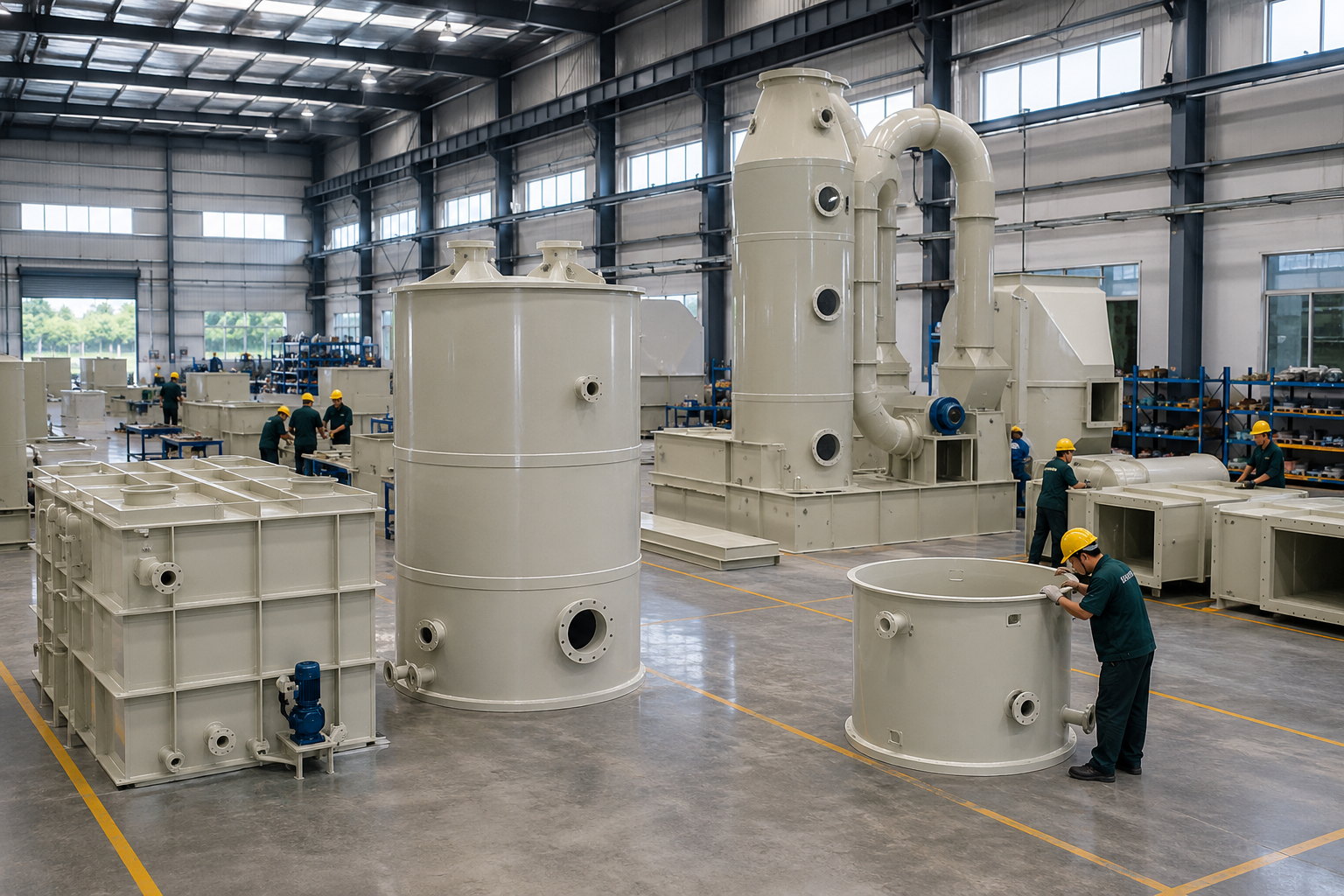 Modern polypropylene water treatment equipment manufacturing workshop