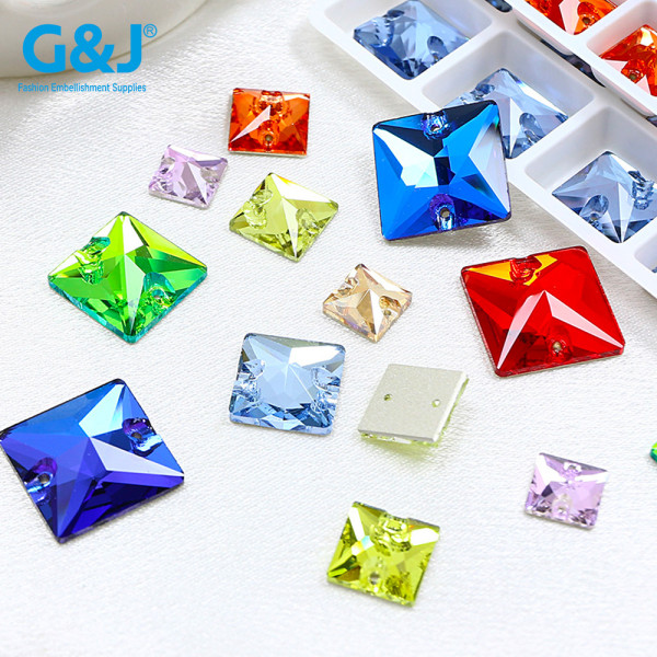 Square crystal glass hand-sewn beads | Crystal jewelry accessories