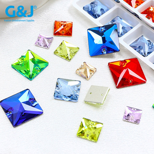 Square crystal glass hand-sewn beads | Crystal jewelry accessories