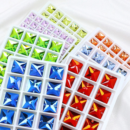 Square crystal glass hand-sewn beads | Crystal jewelry accessories
