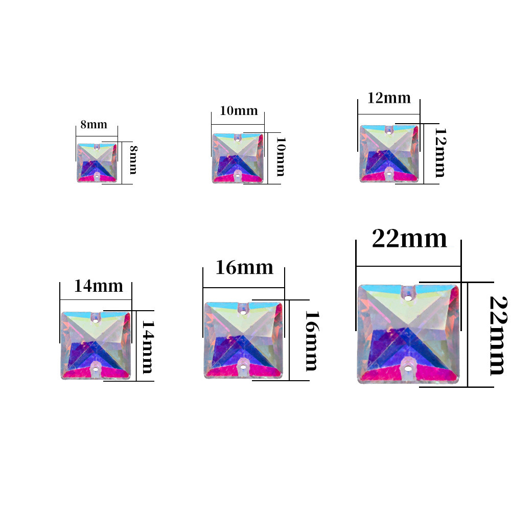 Square crystal hand-sewn stone