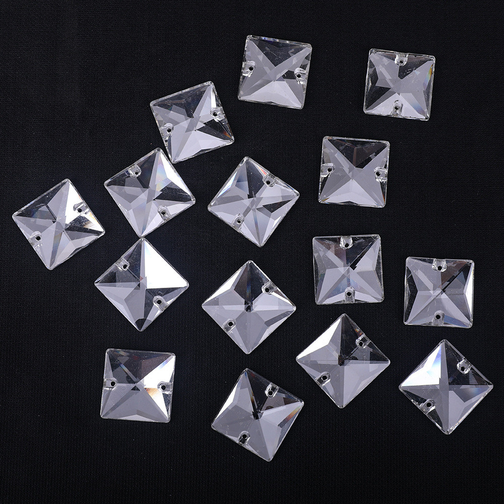 Square crystal hand-sewn stone