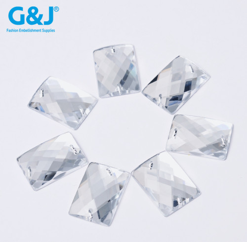 Rectangular right angle 2 Hole Flatback Rhinestone |Acrylic flat-bottomed double-hole rectangular drill |Imitation acrylic