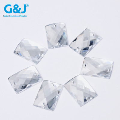 Rectangular right angle 2 Hole Flatback Rhinestone |Acrylic flat-bottomed double-hole rectangular drill |Imitation acrylic
