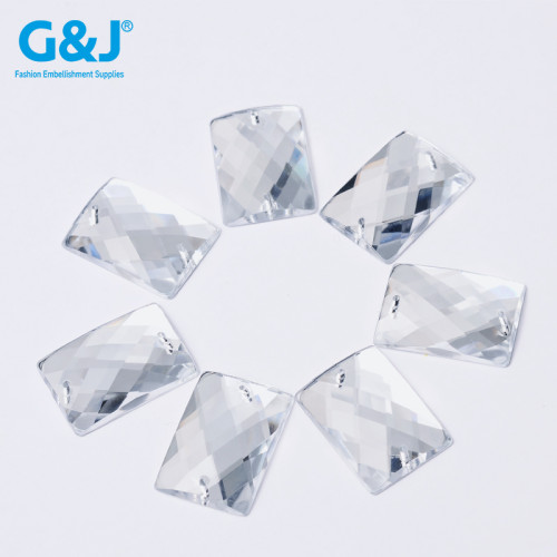 Rectangular right angle 2 Hole Flatback Rhinestone |Acrylic flat-bottomed double-hole rectangular drill |Imitation acrylic
