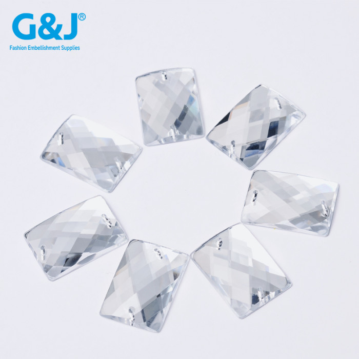Rectangular right angle 2 Hole Flatback Rhinestone |Acrylic flat-bottomed double-hole rectangular drill |Imitation acrylic