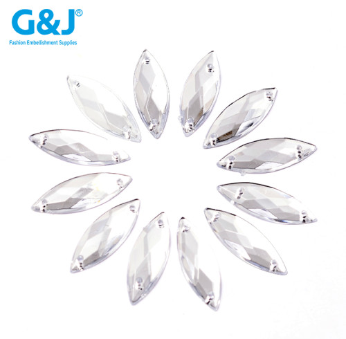 Marquise 2 Hole Flatback Rhinestone |Acrylic Marquise Diamond | Acrylic imitation drill bit