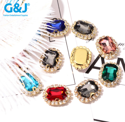 rectangle Claw Rhinestone with chain | accessory claw stone | jewelry accessorie | sew on rhinestones