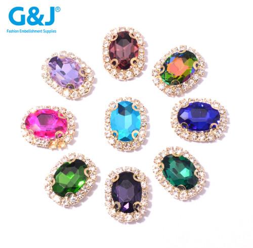 oval Claw Rhinestone with Chain |  accessory claw stone | jewelry accessorie | sew on rhinestones