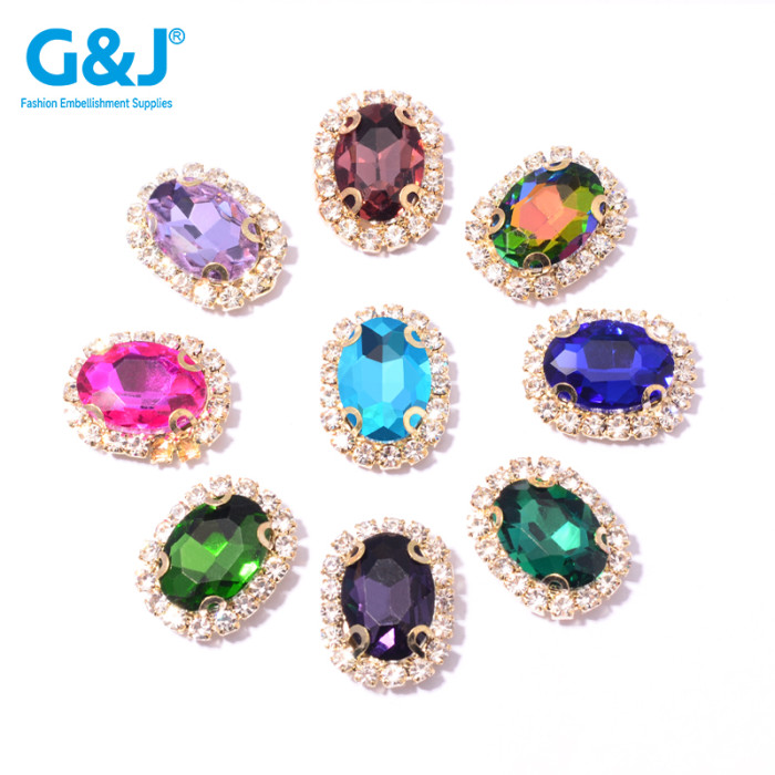 oval Claw Rhinestone with Chain |  accessory claw stone | jewelry accessorie | sew on rhinestones