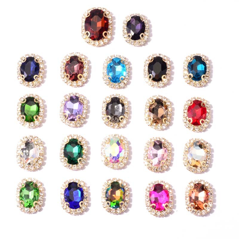 oval Claw Rhinestone with Chain