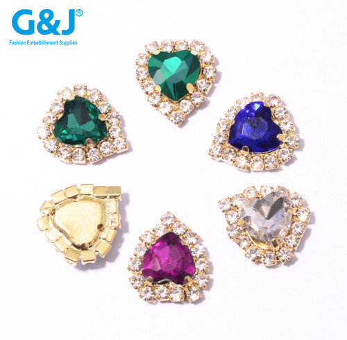 Heart-shaped Claw Rhinestone with chain | accessory claw stone | jewelry accessorie | sew on rhinestones