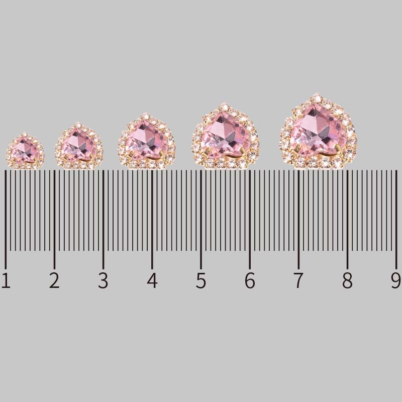 Heart-shaped Claw Rhinestone with chain Size