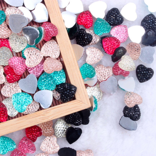 Heart-shaped Flatback Resin Rhinestones | Flat-bottomed resin drill | Wholesale Resin Rhinestones