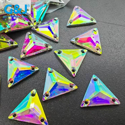 triangle Sew-on Resin Rhinestone | Wholesale Resin Rhinestones | Three-hole hand-sewn stone