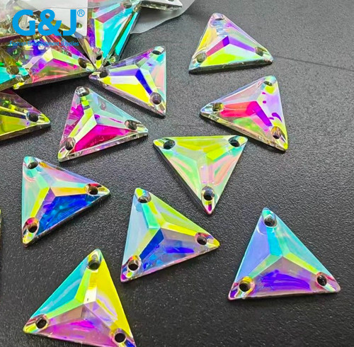 triangle Sew-on Resin Rhinestone | Wholesale Resin Rhinestones | Three-hole hand-sewn stone