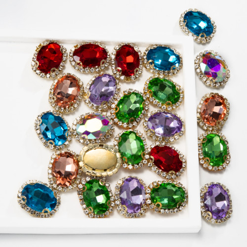 Oval Soldered Claw Rhinestone | accessory claw stone | jewelry accessorie | sew on rhinestones