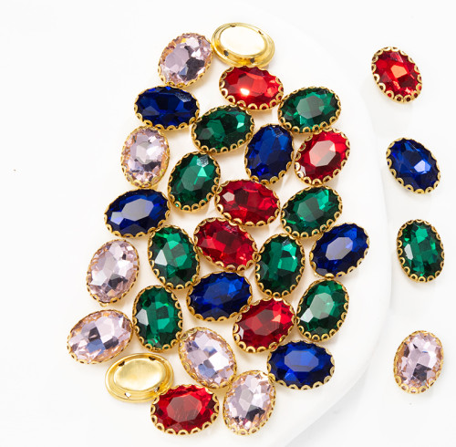 Elliptical glass rhinestone with lace trim | Glass water droplets | Customized rhinestones | jewelry accessorie