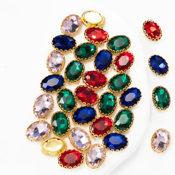 Elliptical glass rhinestone with lace trim | Glass water droplets | Customized rhinestones | jewelry accessorie