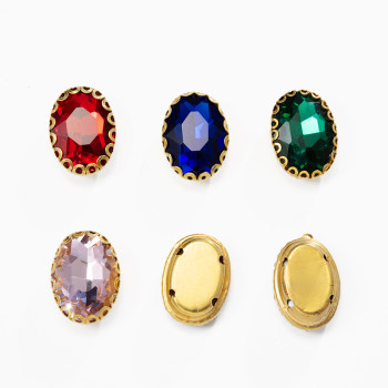 Elliptical glass rhinestone with lace trim | Glass water droplets | Customized rhinestones | jewelry accessorie