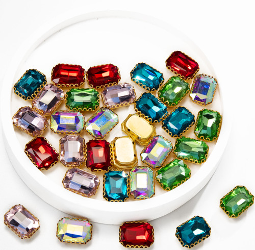 Lace-trimmed buckle rectangular glass rhinestone  | Glass water droplets | Customized rhinestones | jewelry accessorie