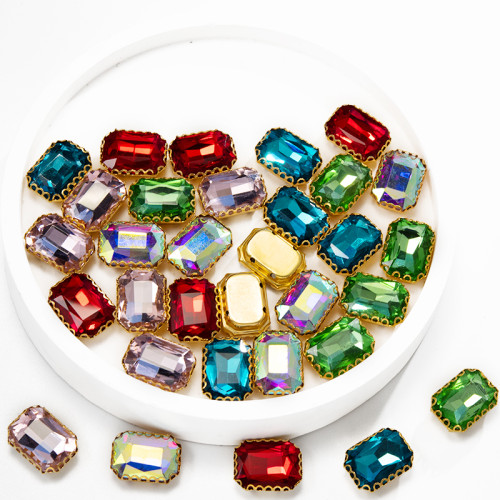 Lace-trimmed buckle rectangular glass rhinestone | Glass water droplets | Customized rhinestones | jewelry accessorie