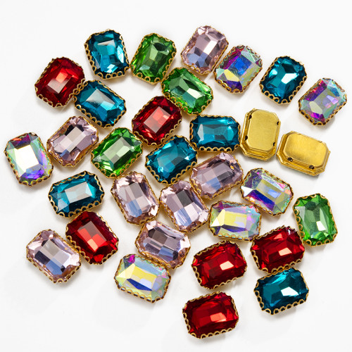 Lace-trimmed buckle rectangular glass rhinestone | Glass water droplets | Customized rhinestones | jewelry accessorie