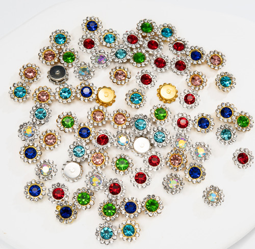 Round Sunflower Glass Rhinestones| accessory claw stone | jewelry accessorie | sew on rhinestones