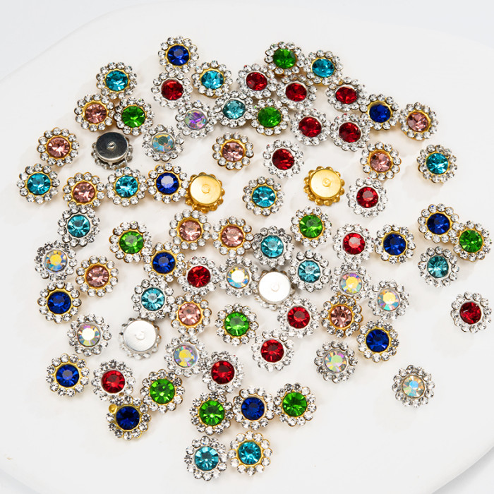 Round Sunflower Glass Rhinestones| accessory claw stone | jewelry accessorie | sew on rhinestones