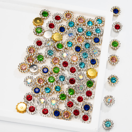 Round Sunflower Glass Rhinestones| accessory claw stone | jewelry accessorie | sew on rhinestones