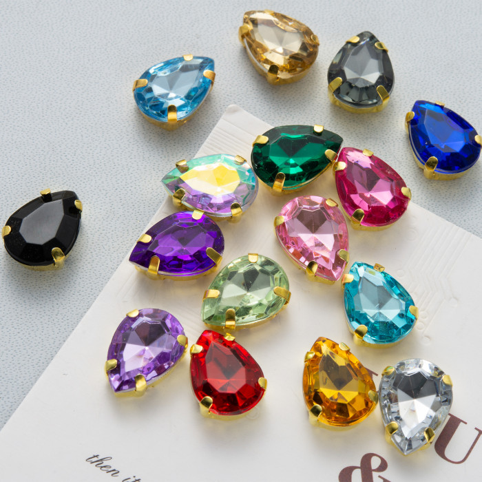 Slender teardrop shape 4 Claw Rhinestone| accessory claw stone | jewelry accessorie | sew on rhinestones