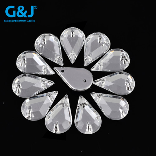 Drop 2 Hole Flatback Rhinestone | acrylic rhinestones | plastic rhinestones | sew on acrylic gems