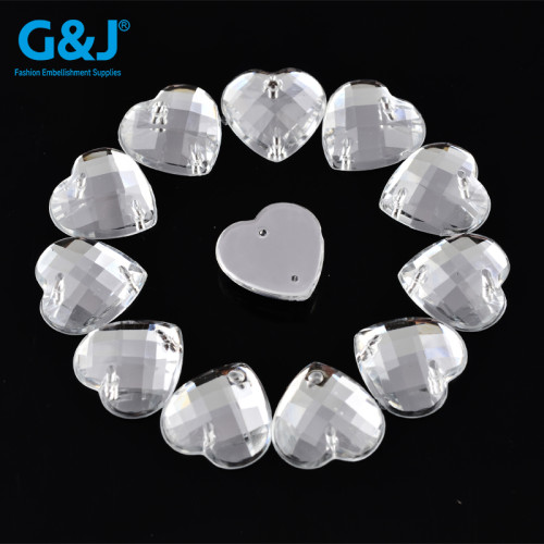Heart 2 Hole Flatback Rhinestone  | acrylic rhinestones | plastic rhinestones | sew on acrylic gems