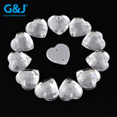 Heart 2 Hole Flatback Rhinestone  | acrylic rhinestones | plastic rhinestones | sew on acrylic gems