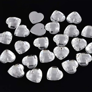 Heart 2 Hole Flatback Rhinestone  | acrylic rhinestones | plastic rhinestones | sew on acrylic gems