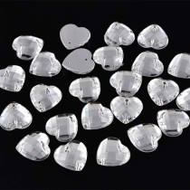 Heart 2 Hole Flatback Rhinestone  | acrylic rhinestones | plastic rhinestones | sew on acrylic gems