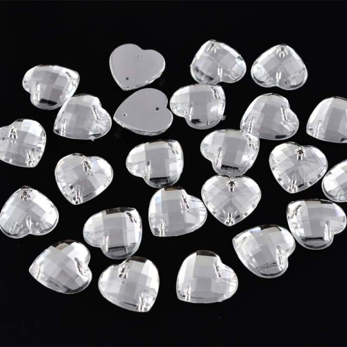 Heart 2 Hole Flatback Rhinestone  | acrylic rhinestones | plastic rhinestones | sew on acrylic gems