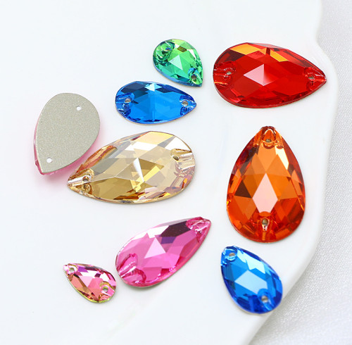 Drop Sew-on Glass Rhinestones | Triangular hand sewing awl | jewelry accessorie | sew on rhinestones |acrylic gemstones flat back