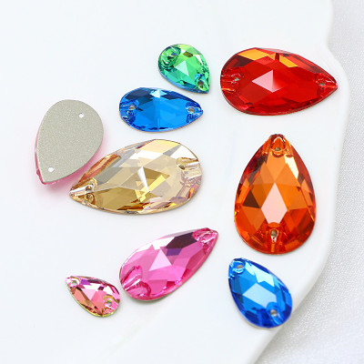 Drop Sew-on Glass Rhinestones | Triangular hand sewing awl | jewelry accessorie | sew on rhinestones |acrylic gemstones flat back
