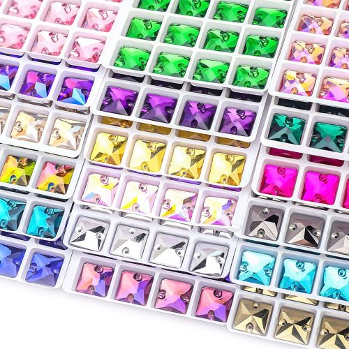 Square Sew-on Glass Rhinestones| Triangular hand sewing awl | jewelry accessorie | sew on rhinestones |acrylic gemstones flat back