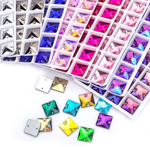 Square Sew-on Glass Rhinestones| Triangular hand sewing awl | jewelry accessorie | sew on rhinestones |acrylic gemstones flat back